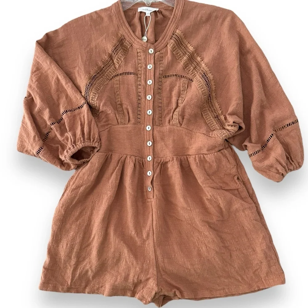 NWT Bohme Campbell Size XS Cotton Boho Romper in Russet Brown - Picture 2 of 11